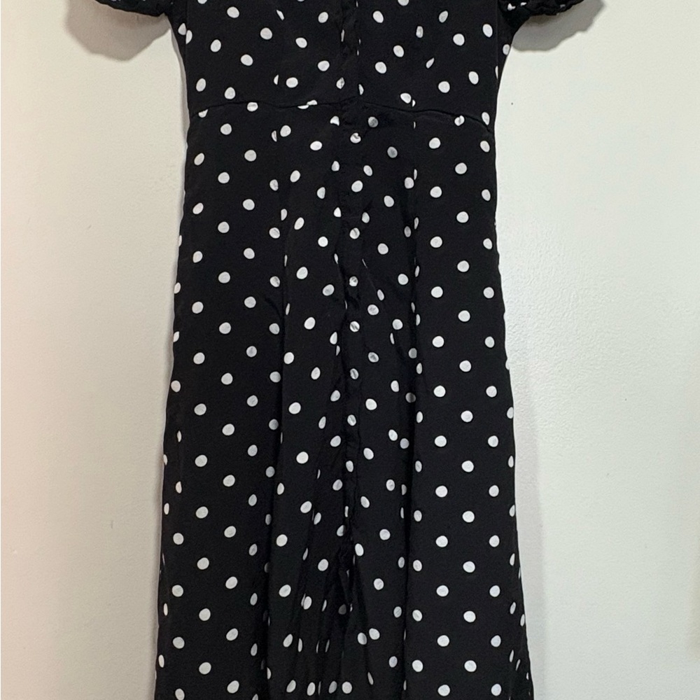 Zara Black and White Polka Dot Dress Red Piping
